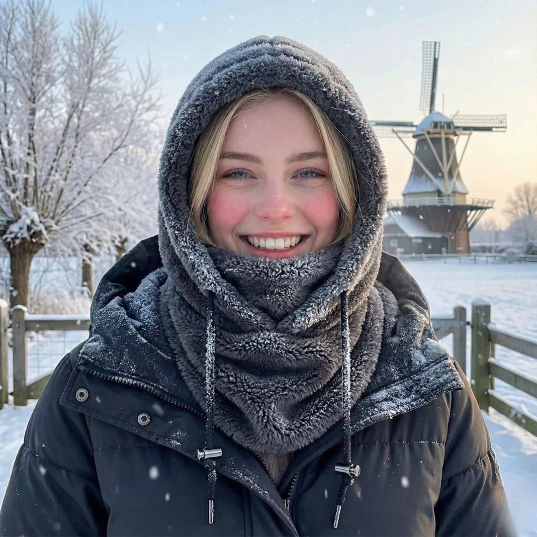 Women's Chunky Hooded Scarf - Black