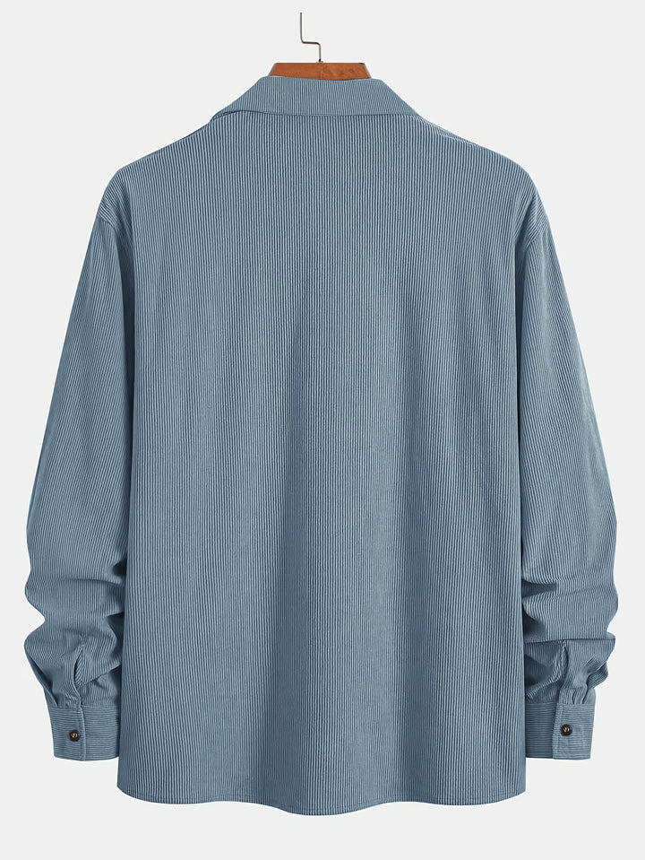 Men's Lapel Collar Double Pocket Overshirt