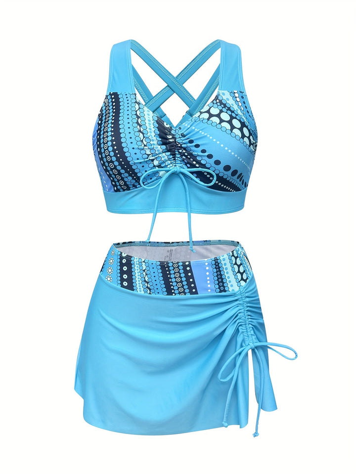 Marina | Printed Swim Set With Cover-Up Skirt