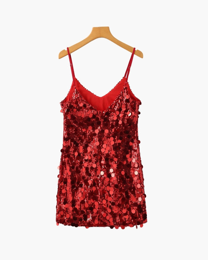 Women's Tank Sequin V-Neck Mini Going Out Top