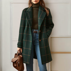 Fenella | Women's Long Wool Tweed Plaid Coat