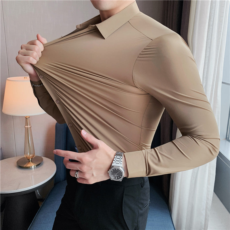Men’s Stretch Dress Shirt | Wrinkle-Resistant Performance Fabric | Slim Office Fit