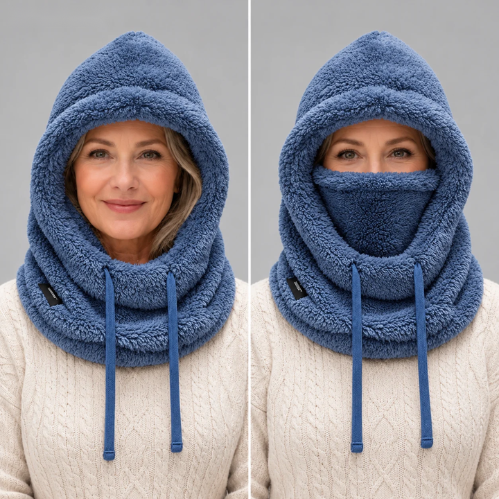 Female Chunky Fleece Winter Balaclava Hooded Scarf