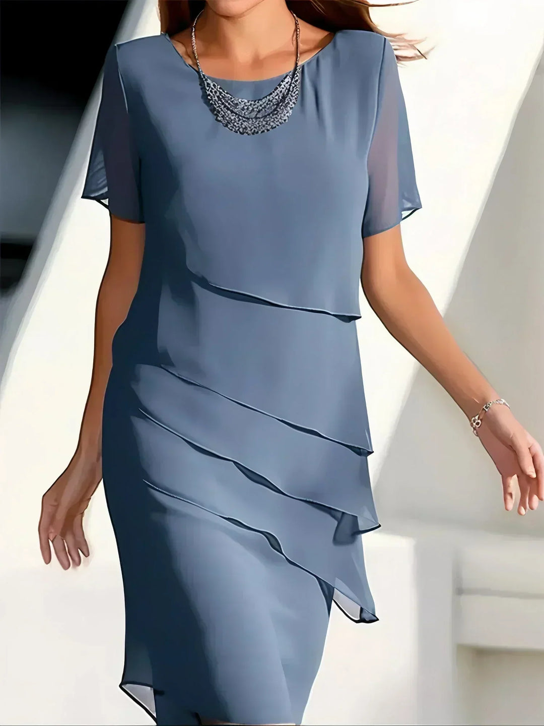 Vivienne | Elegant Layered Chiffon Dress