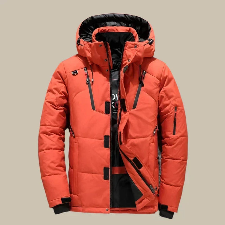 Men's Snow Puffer Winter Jacket Windbreaker - Orange