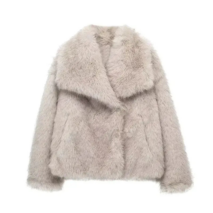 Women's Elegant Faux Fur Winter Coat - Beige