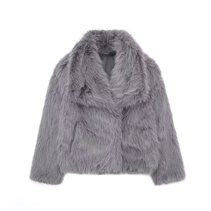 Women's Elegant Faux Fur Winter Coat - Grey
