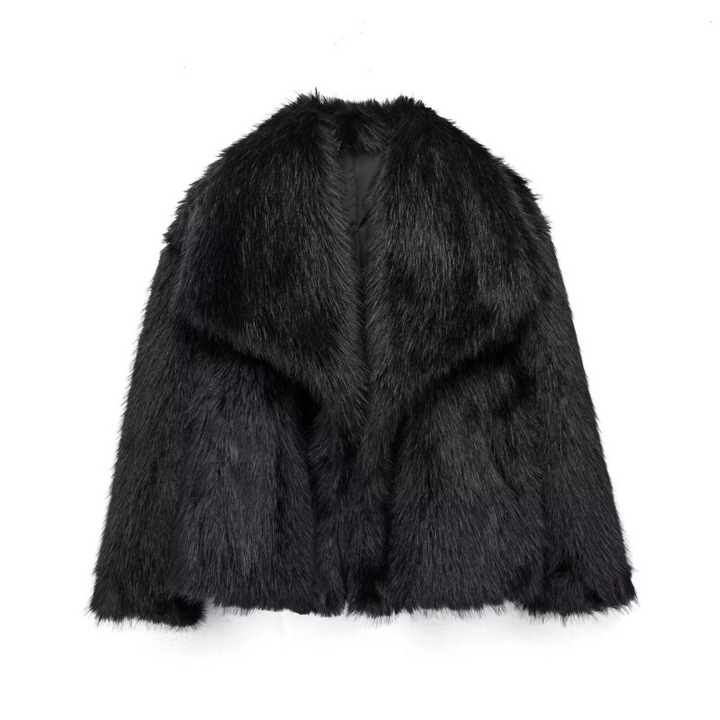 Women's Elegant Faux Fur Winter Coat - Black