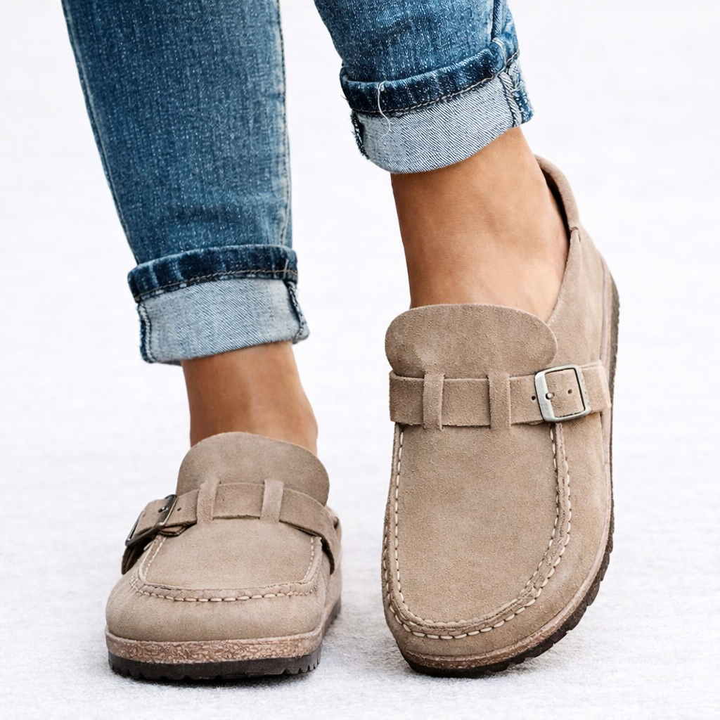 Women's Orthopedic Faux Suede Buckle Loafers