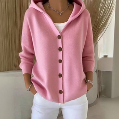 Amelia | Cosy Hooded Knit Cardigan with a Button Front