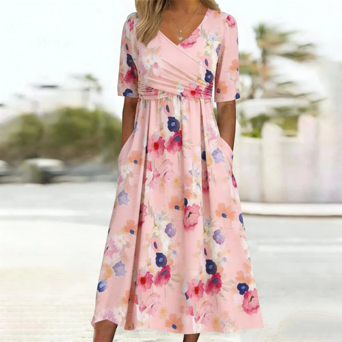 Étaín | Ruched-Waist Midi Dress