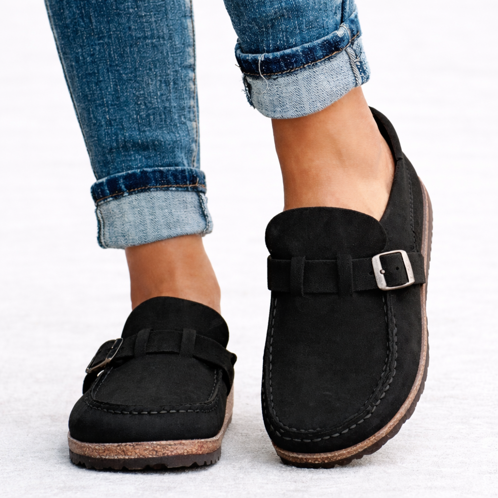 Women's Orthopedic Faux Suede Buckle Loafers