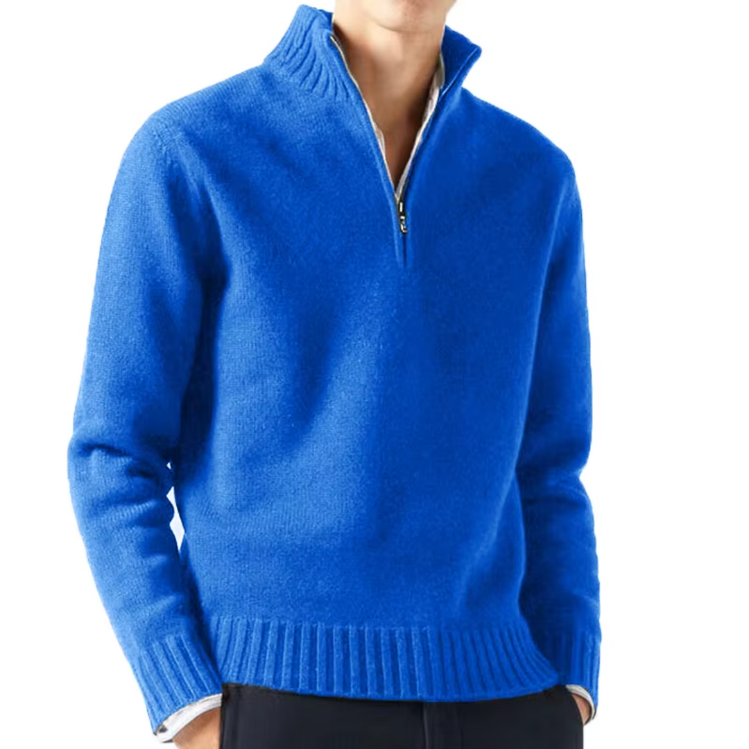 Men's Wool Knit Quarter Zip Sweater