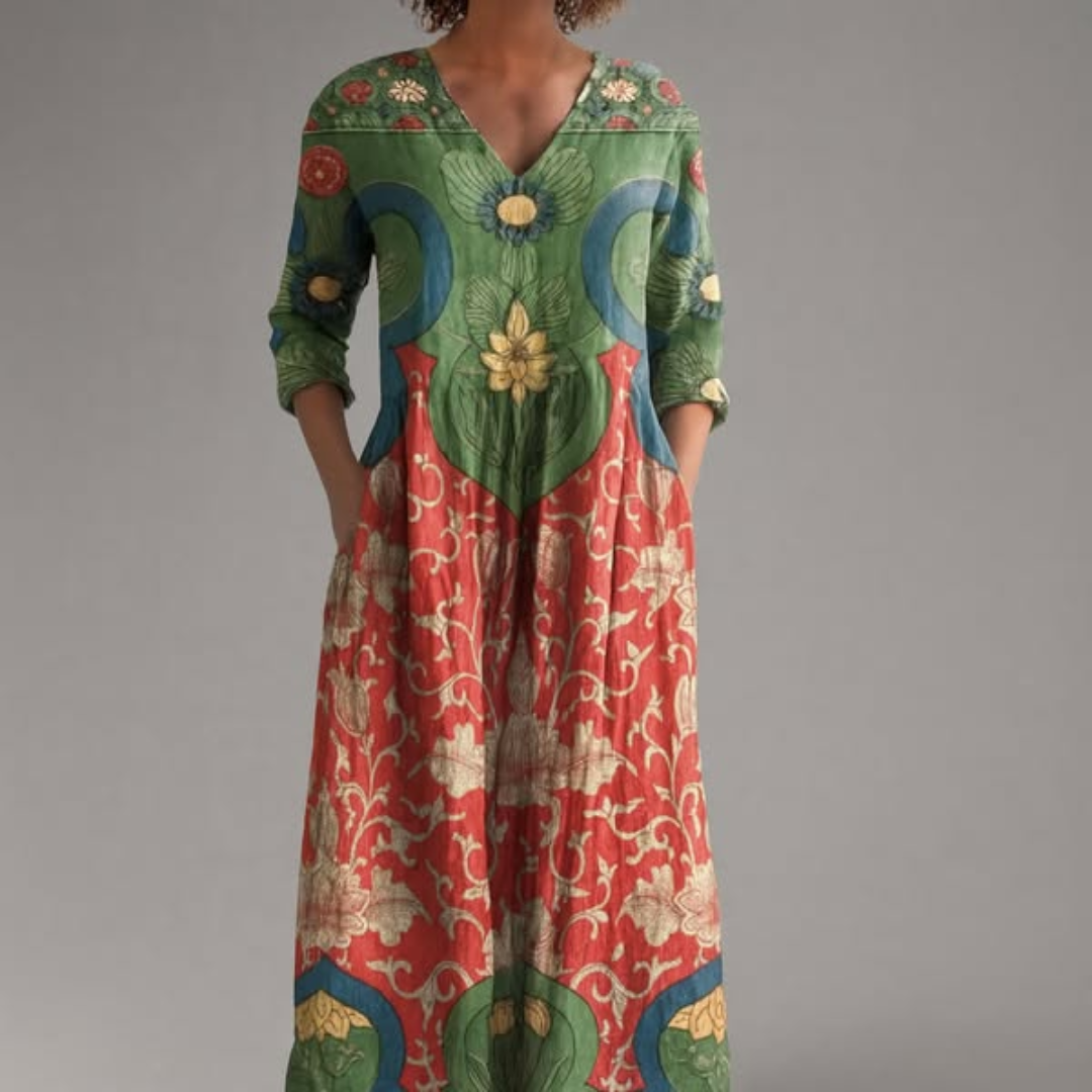Vivienne | Botanical Print Midi Dress