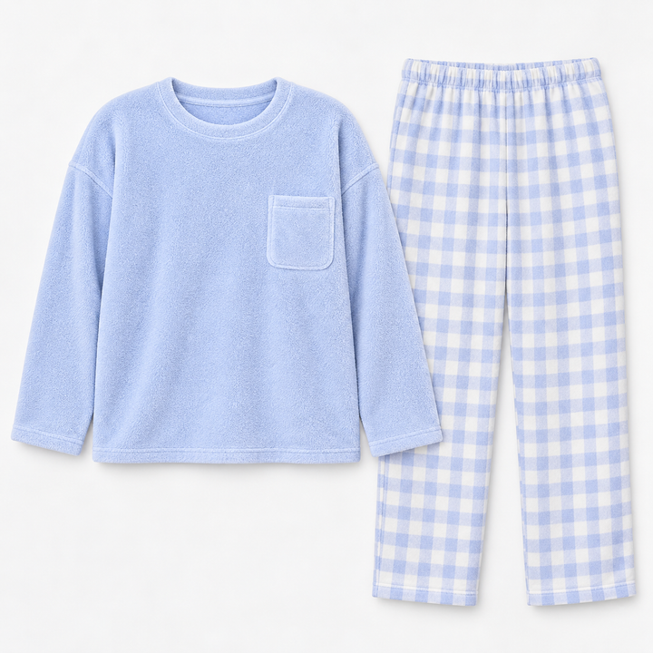 Women's Checked Long-Sleeve Matching Long Pajama Set