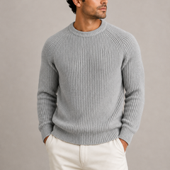Oskar | Men's Fisherman Rib Crew Neck Knitted Sweater