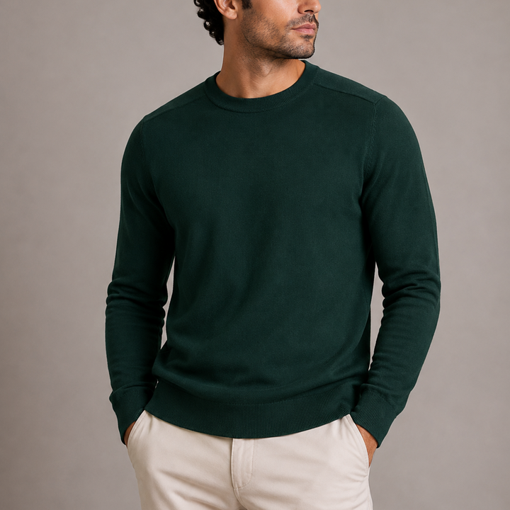 Men's Classic Crew Neck Knitted Sweater - Green
