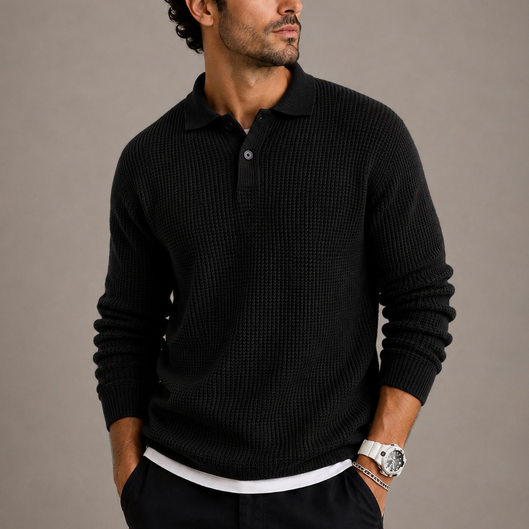 Men's Slim Knitted Sweater - Black