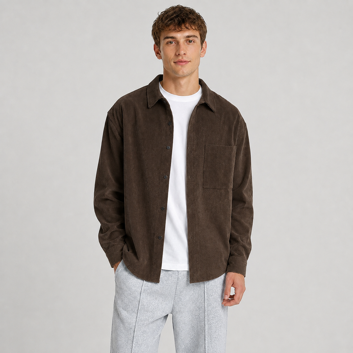Men's Loose Fit Long Sleeve Overshirt
