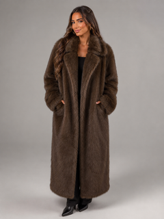 Freya | Women's Winter Satin-Lined Long Faux Fur Mink Coat