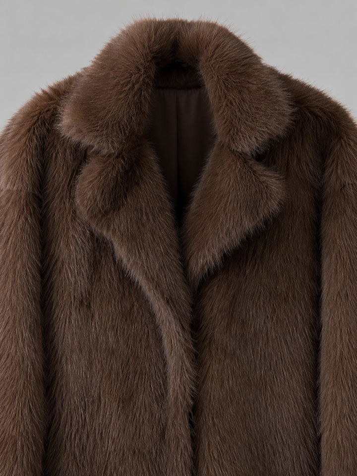 Women's Winter Satin-Lined Long Faux Fur Mink Coat