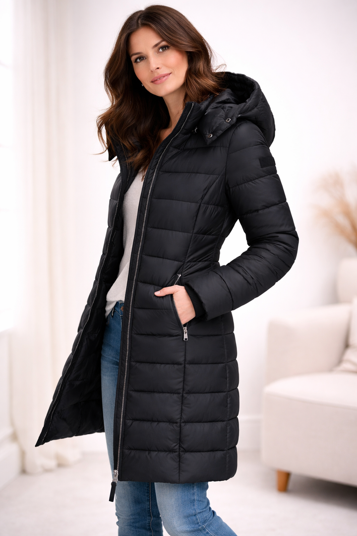 Women's Long Puffer Snow Winter Jacket - Black