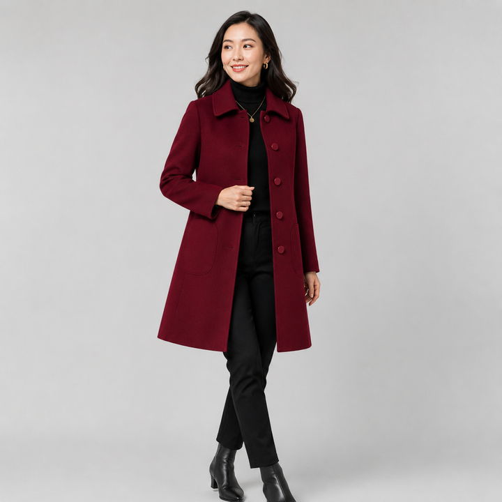 Women's Tailored Long Wool Blend Coat