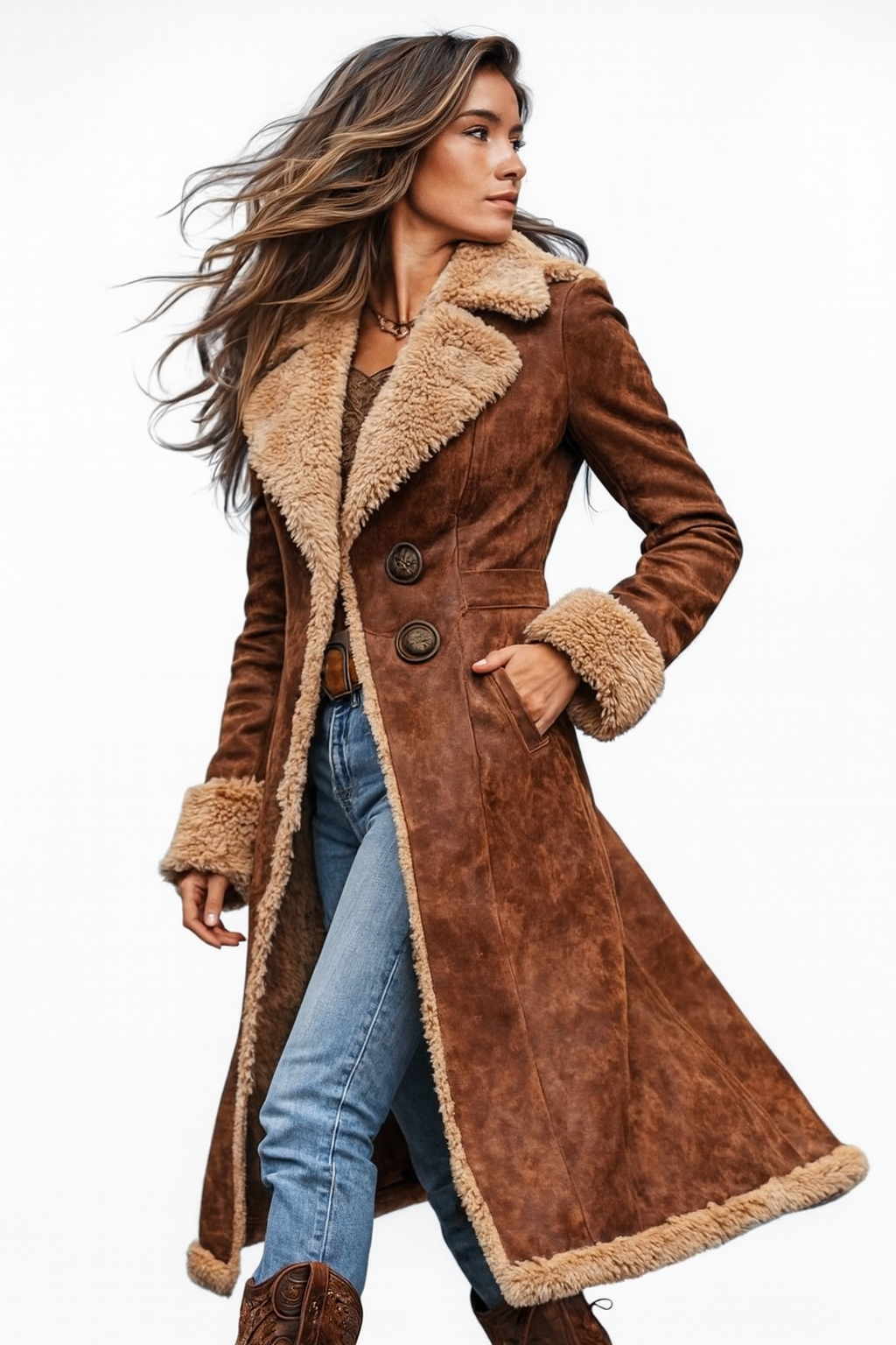 Women's Long Winter Faux Fur Coat