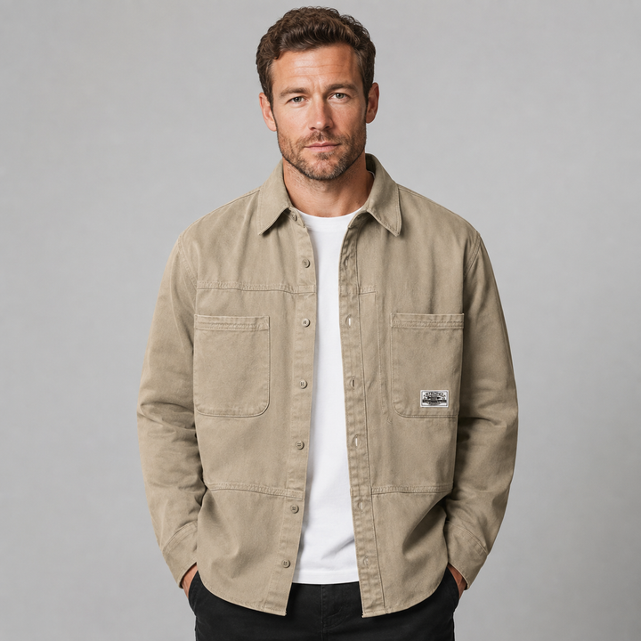 Men's Cotton Relaxed Fit Utility Overshirt