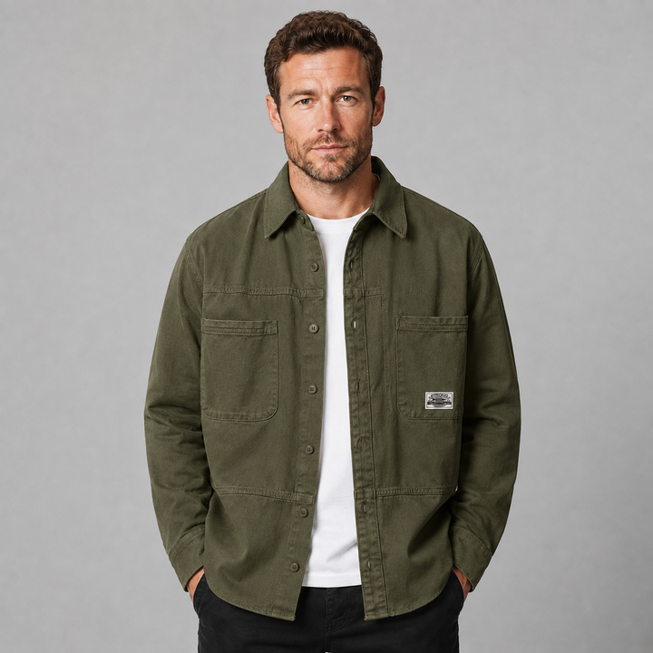 Men's Cotton Relaxed Fit Utility Overshirt
