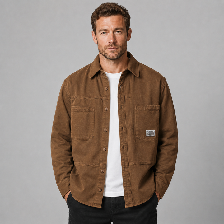 Men's Cotton Relaxed Fit Utility Overshirt