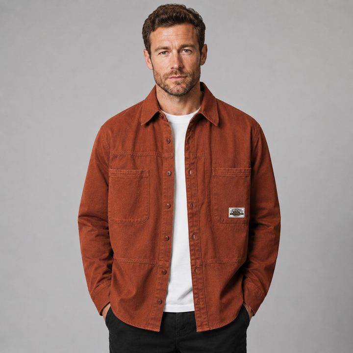 Men's Cotton Relaxed Fit Utility Overshirt