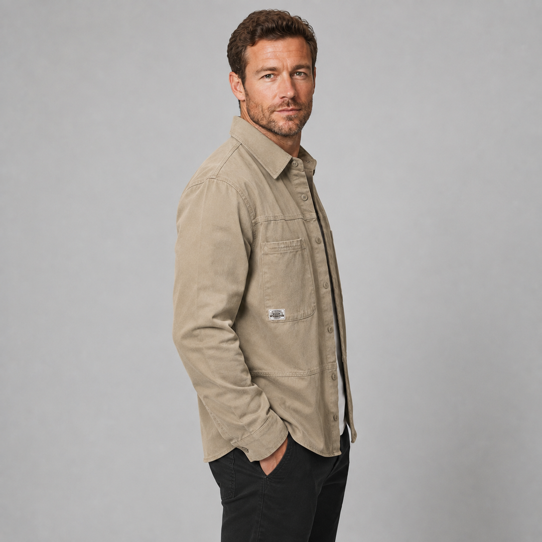 Men's Cotton Relaxed Fit Utility Overshirt