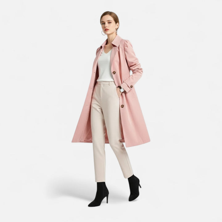 Women's Long Fitted Trench Coat