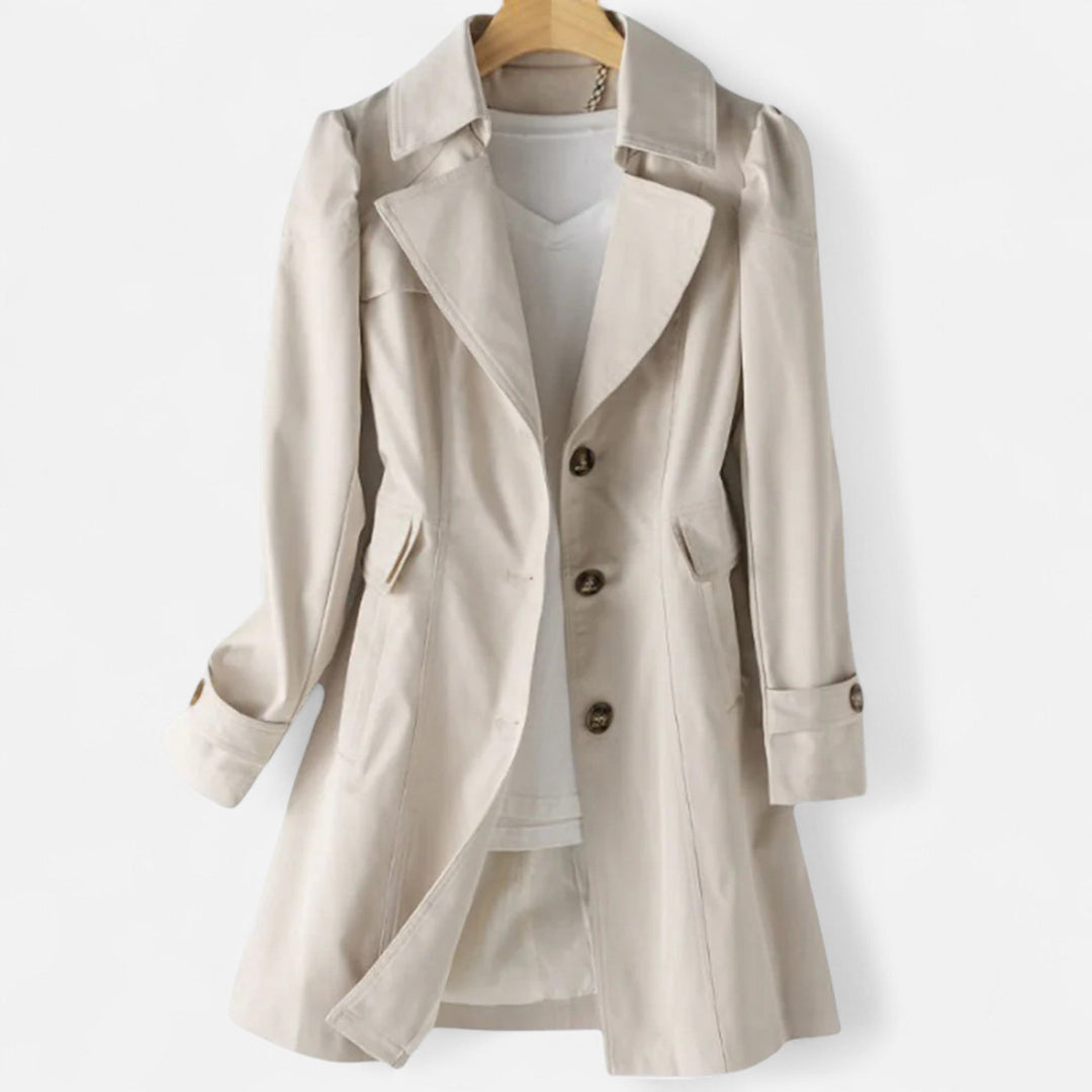 Women's Long Fitted Trench Coat - Beige