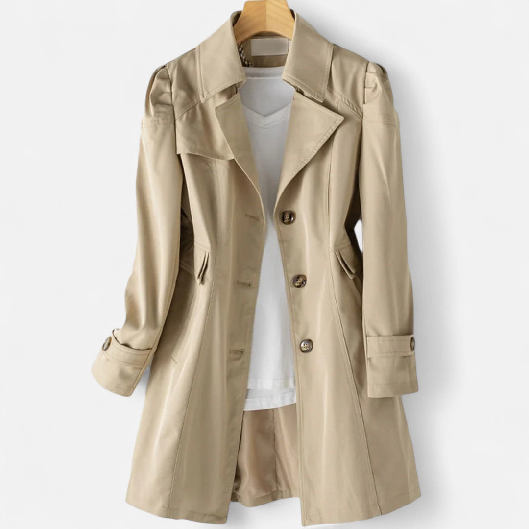 Women's Long Fitted Trench Coat - Khaki