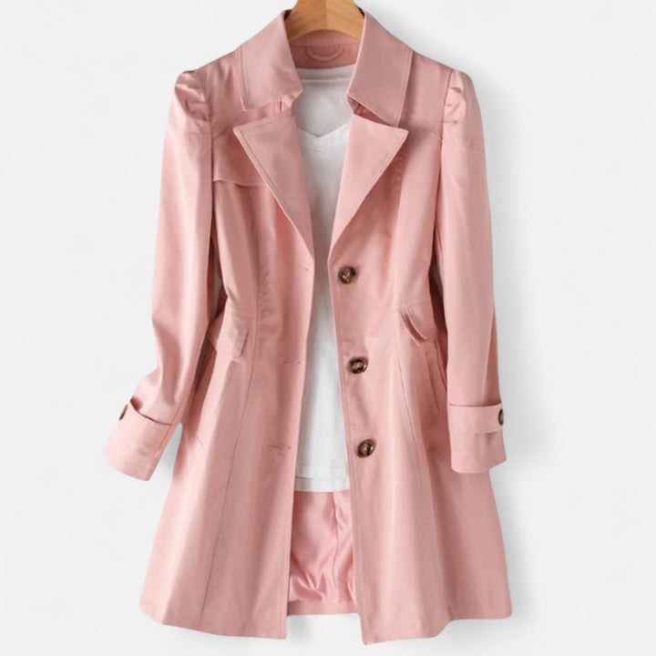 Women's Long Fitted Trench Coat - Pink
