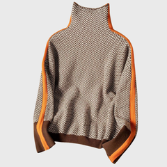 Helena | Refined Turtleneck Sweater with Contrast Sleeve Stripes