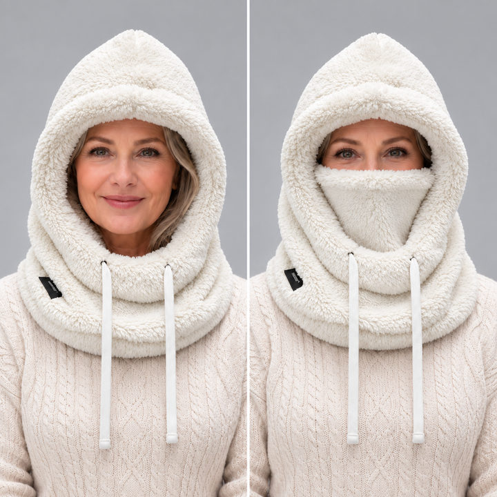 Female Chunky Fleece Winter Balaclava Hooded Scarf