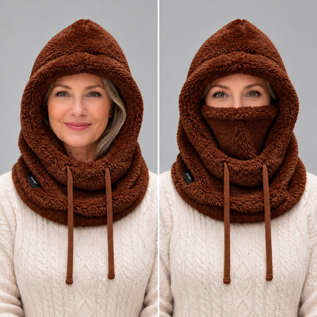 Female Chunky Fleece Winter Balaclava Hooded Scarf