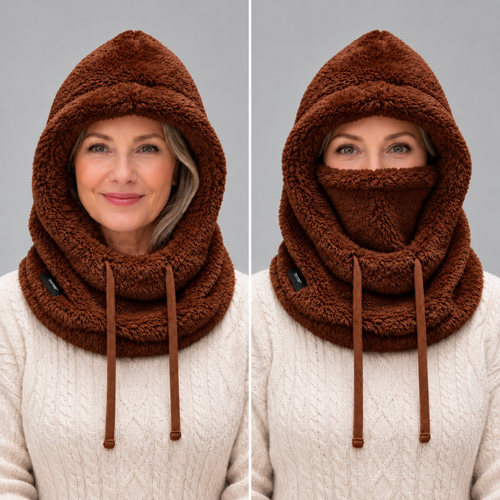 Female Chunky Fleece Winter Balaclava Hooded Scarf
