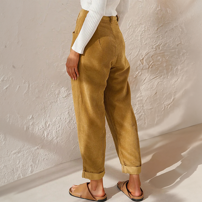 Women's Wide Leg Cord Long Gaucho Pants