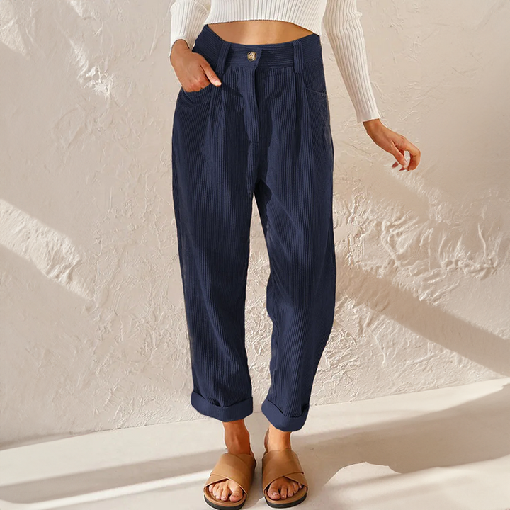 Women's Wide Leg Cord Long Gaucho Pants - Blue