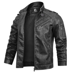 Maxwell | Leather Moto Jacket with a Stand Collar