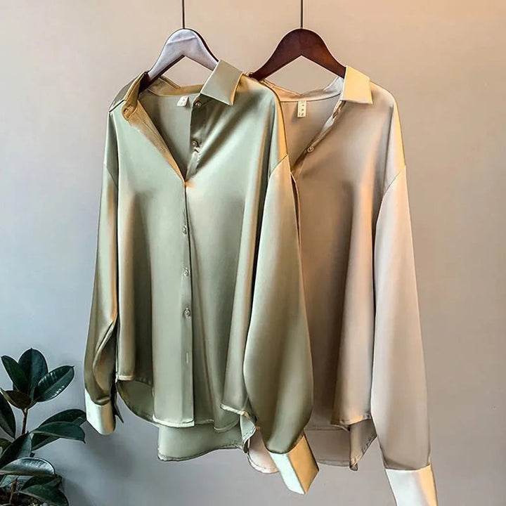 Florence™ | Women Silky Long-Sleeve Blouse