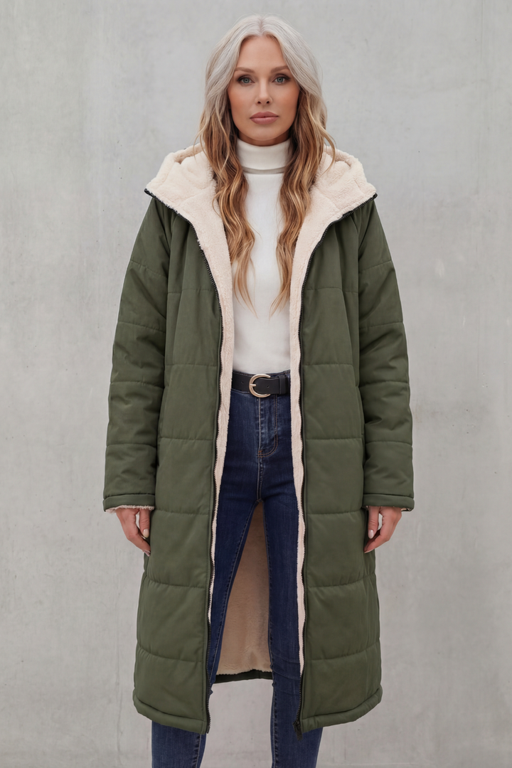 Sherpa Long Puffer Fleece Winter Jacket