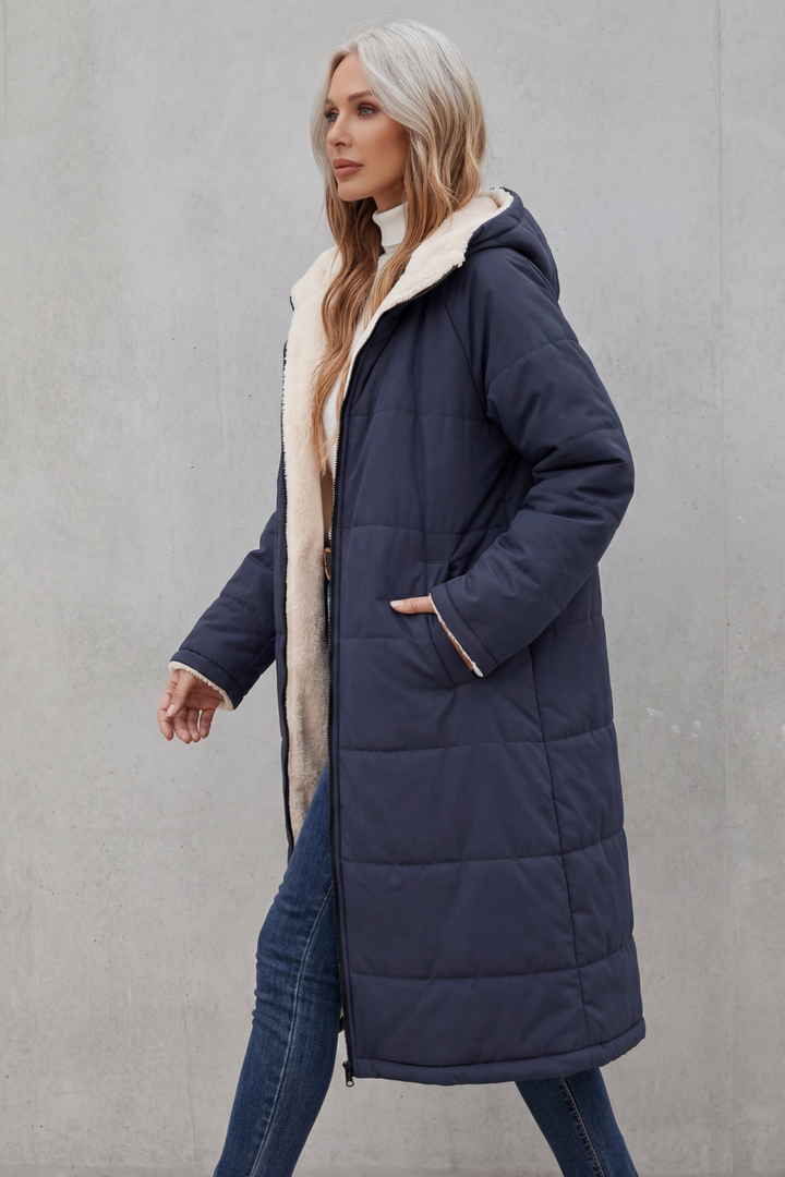 Sherpa Long Puffer Fleece Winter Jacket