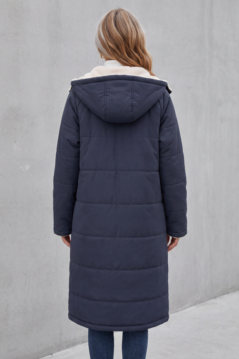 Sherpa Long Puffer Fleece Winter Jacket