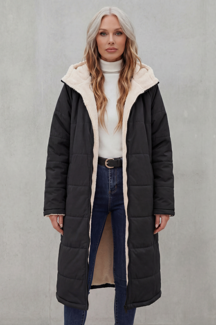 Sherpa Long Puffer Fleece Winter Jacket