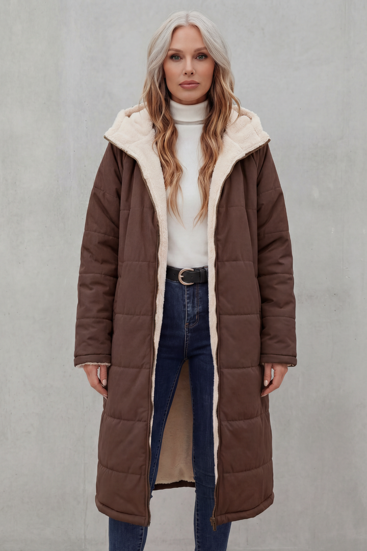 Sherpa Long Puffer Fleece Winter Jacket
